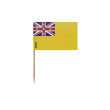 Palillos Drapeau de Niue - 8 cm - 100 piezas - Plástico adhesivo - Palito de bambú - Pixelforma