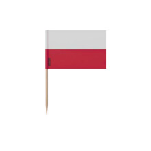 Palitos de dente Bandeira da Polônia - 10 cm - 100 peças - Plástico adesivo - Cabo de bambu - Pixelforma