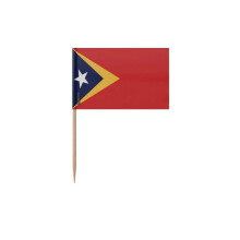 Palillos de bandera de Timor Oriental - 8 cm - 100 piezas - Plástico adhesivo - Palo de bambú - Pixelforma