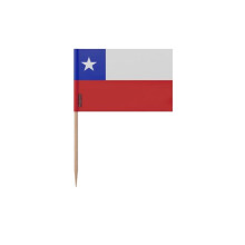 Palillos de banderas de Chile - 8 cm - 100 piezas - Plástico adhesivo - Palo de bambú - Pixelforma