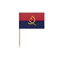 Palillos bandera de Angola - 8 cm - 100 piezas - Plástico adhesivo - Palo de bambú - Pixelforma