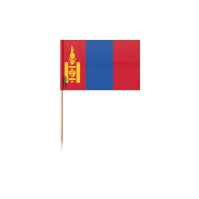 Palillos de bandera de Mongolia - 8 cm - 100 piezas - Plástico adhesivo - Palito de bambú - Pixelforma