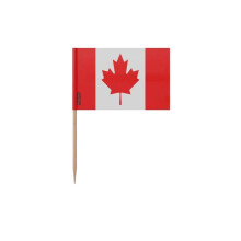 Pinza de dientes Bandera de Canadá - 8 cm - 100 piezas - Plástico adhesivo - Palito de bambú - Pixelforma