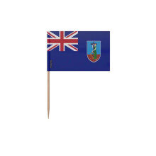 Palillos de Diente Bandera de Montserrat - 8 cm - 100 piezas - Plástico adhesivo - Palo de bambú - Pixelforma