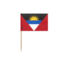 Tandenstokers Vlag van Antigua en Barbuda - 12 cm - 100 stuks - Plastic met kleeflaag - Bamboestok - Pixelforma