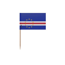Palillos con bandera de Cabo Verde - 12 cm - 100 piezas - Plástico adhesivo - Palo de bambú - Pixelforma
