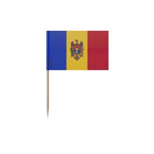 Palillos de banderas de Moldavia - 8 cm - 100 piezas - Plástico adhesivo - Palo de bambú - Pixelforma