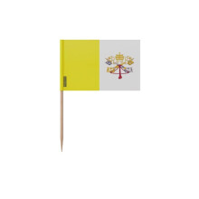 Pañuelos Drapeau del Vaticano - 10 cm - 100 piezas - Plástico adhesivo - Stick de bambú - Pixelforma