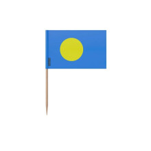 Tandenstoker Palau-vlag - 12 cm - 100 stuks - Hechtdoende plastic - Bamboestokje - Pixelforma