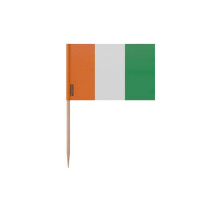 Palillos Drapeau de la Côte d'Ivoire - 8 cm - 100 piezas - Plástico adhesivo - Palo de bambú - Pixelforma