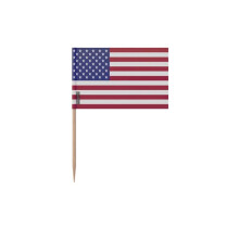 Palillos Drapeau de los Estados Unidos - 8 cm - 100 piezas - Plástico adhesivo - Palo de bambú - Pixelforma