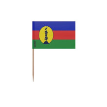 Palillos de banderas de Nueva Caledonia - 12 cm - 100 piezas - Plástico adhesivo - Palo de bambú - Pixelforma
