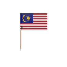 Palitinhos Bandeira da Malásia - 8 cm - 100 peças - Plástico adesivo - Bastão de bambu - Pixelforma