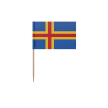 Prikkers Vlag van Åland - 12 cm - 100 stuks - Kleefbasis - Bamboestok - Pixelforma