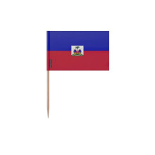 Palillos Drapeau d'Haïti - 8 cm - 100 piezas - Plástico adhesivo - Palo de bambú - Pixelforma