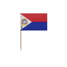 Palitos de Dente Bandeira de São Martinho - 12 cm - 100 peças - Plástico adesivo - Bastão de bambu - Pixelforma