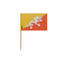 Palillos Drapeau de Bután - 8 cm - 100 piezas - Plástico adhesivo - Varilla de bambú - Pixelforma