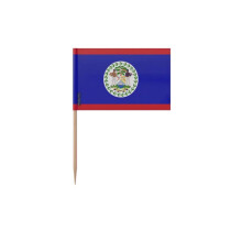 Palitos de Dente Bandeira de Belize - 12 cm - 100 peças - Plástico adesivo - Bastão de bambu - Pixelforma