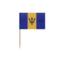 Tandstoken Vlag van Barbados - 8 cm - 100 stuks - Plakplastic - Bamboestok - Pixelforma