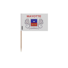 Palitos de dente Bandeira de Mayotte - 12 cm - 100 peças - Plástico adesivo - Bastão de bambu - Pixelforma