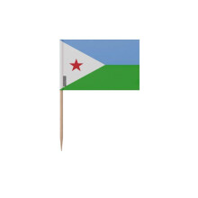 Palillos de bandera de Djibouti - 8 cm - 100 piezas - Plástico adhesivo - Palo de bambú - Pixelforma