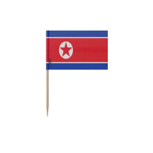 Tandenstokers Vlag van Noord-Korea - 12 cm - 100 stuks - Kleefplastic - Bamboestokje - Pixelforma
