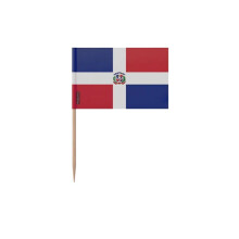 Palitos de dentes Bandeira da República Dominicana - 10 cm - 100 peças - Plástico adesivo - Bastão de bambu - Pixelforma