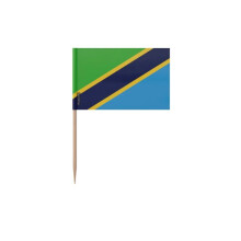 Stuzzicadenti Bandiera della Tanzania - 8 cm - 100 pezzi - Plastica adesiva - Bastone in bambù - Pixelforma