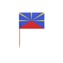 Palitos de dente Bandeira da Réunion - 8 cm - 100 peças - Plástico adesivo - Bastão de bambu - Pixelforma