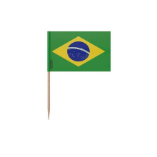 Tandenstokers Braziliaanse Vlag - 8 cm - 100 stuks - Hechtingsplastic - Bamboestok - Pixelforma