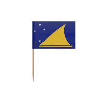 Palillos bandera de Tokelau - 10 cm - 100 piezas - Plástico adhesivo - Varilla de bambú - Pixelforma