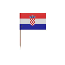 Palitos de dente Bandeira da Croácia - 10 cm - 100 peças - Plástico adesivo - Bastão de bambu - Pixelforma