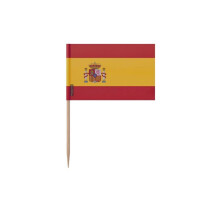 Palitos de dente Bandeira da Espanha - 12 cm - 100 peças - Plástico adesivo - Bastão de bambu - Pixelforma