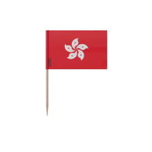 Palillos bandera de Hong Kong - 8 cm - 100 piezas - Plástico adhesivo - Palito de bambú - Pixelforma