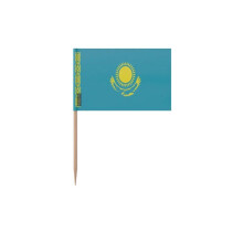 Palitos de bandeira do Cazaquistão oficiais - 8 cm - 100 peças - Plástico adesivo - Pau de bambu - Pixelforma