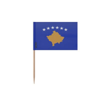 Palillos de dientes Bandera de Kosovo - 8 cm - 100 piezas - Plástico adhesivo - Palo de bambú - Pixelforma
