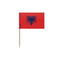 Tandenstokers Vlag van Albanië - 12 cm - 100 stuks - Zelfklevend plastic - Bamboestok - Pixelforma