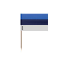 Palillos de bandera de Estonia - 8 cm - 100 piezas - Plástico adhesivo - Palo de bambú - Pixelforma