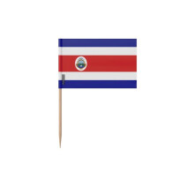 Palillos Drapeau de Costa Rica - 8 cm - 100 piezas - Plástico adhesivo - Varita de bambú - Pixelforma