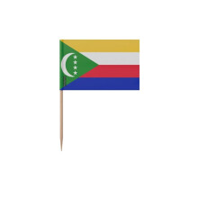 Palillos de Diente Bandera de Comoras - 12 cm - 100 piezas - Plástico adhesivo - Palo de bambú - Pixelforma