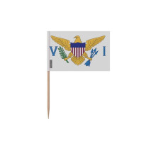 Palillos para dientes Bandera de las Islas Vírgenes de los Estados Unidos - 12 cm - 100 piezas - Plástico adhesivo - Palo de bambú - Pixelforma