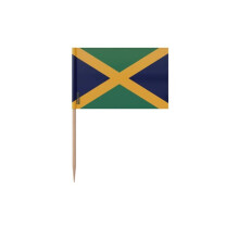 Palitos de dente Bandeira da Jamaica - 6.5 cm - 100 peças - Plástico adesivo - Pau de bambu - Pixelforma