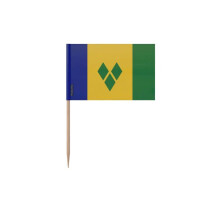 Zahnstocher Flagge Saint-Vincent und den Grenadinen - 6,5 cm - 100 Stück - Klebeplastik - Bambusstab - Pixelforma
