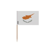 Palillos de bandera de Chipre - 12 cm - 100 piezas - Plástico adhesivo - Palo de bambú - Pixelforma
