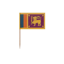 Palitos de Dente Bandeira do Sri Lanka - 12 cm - 100 peças - Plástico adesivo - Vara de bambu - Pixelforma