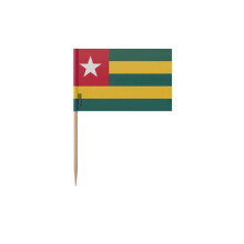 Cure-dientes Bandera de Togo - 8 cm - 100 piezas - Plástico adhesivo - Palo de bambú - Pixelforma