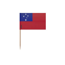 Tandenstoker Vlag van Samoa - 6.5 cm - 100 stuks - Zelfklevend plastic - Bamboestokje - Pixelforma