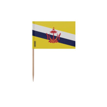 Prikker Vlag van Brunei - 6.5 cm - 100 stuks - Hechplastic - Bamboestok - Pixelforma
