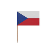 Palillos de bandera de Chequia - 8 cm - 100 piezas - Plástico adhesivo - Palo de bambú - Pixelforma