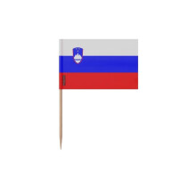 Palillos Drapeau de Eslovenia - 8 cm - 100 piezas - Plástico adhesivo - Palo de bambú - Pixelforma